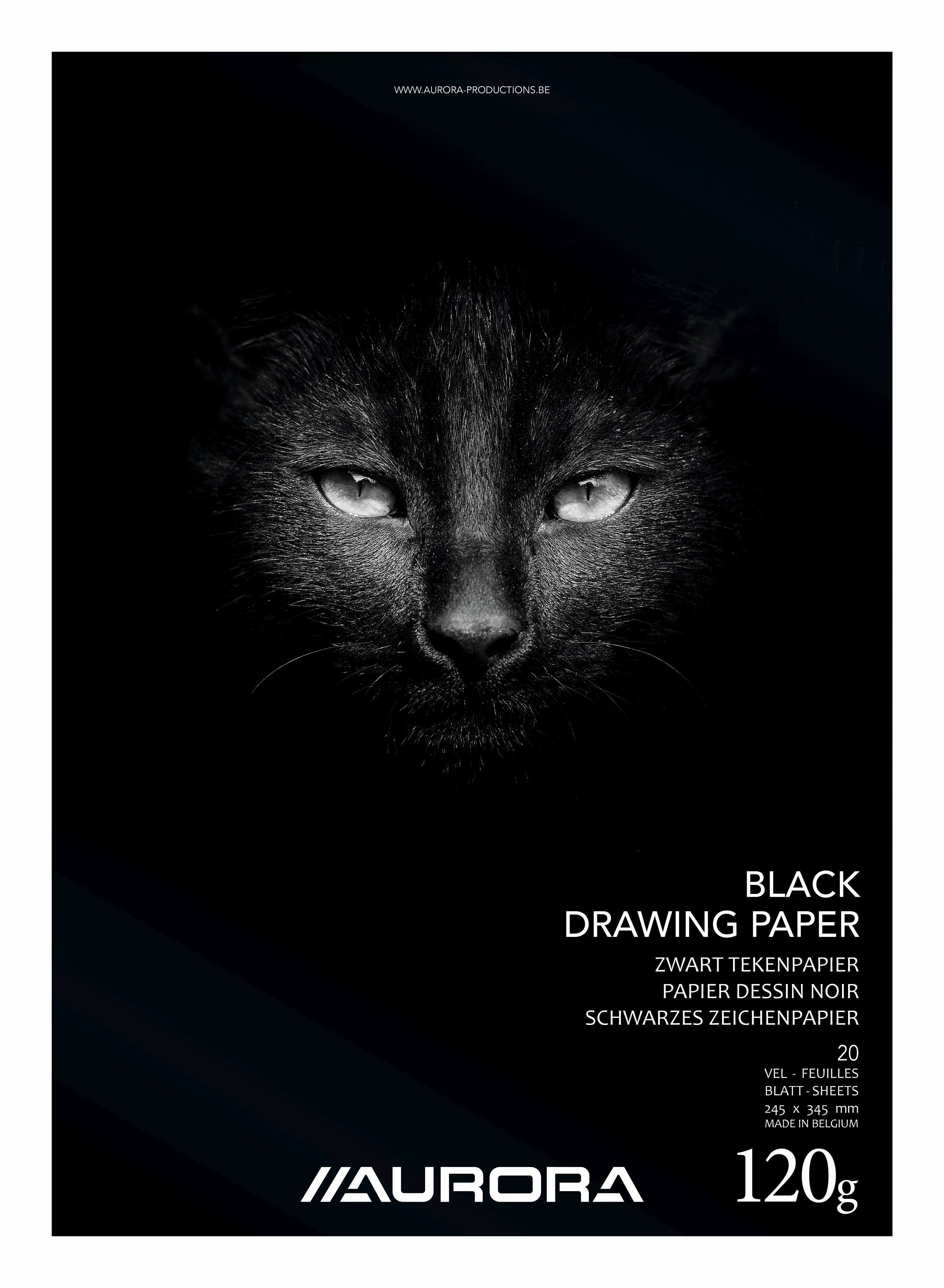 AURORA Zeichenblock 24,5X34,5cm BL3 schwarz, 120g 20 Blatt