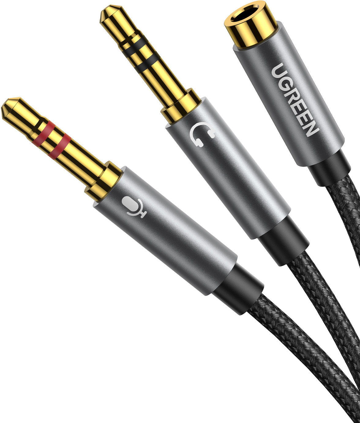 UGREEN Audio Cable 3.5mm Fem./2 Male 20899 aluminum Case, Black
