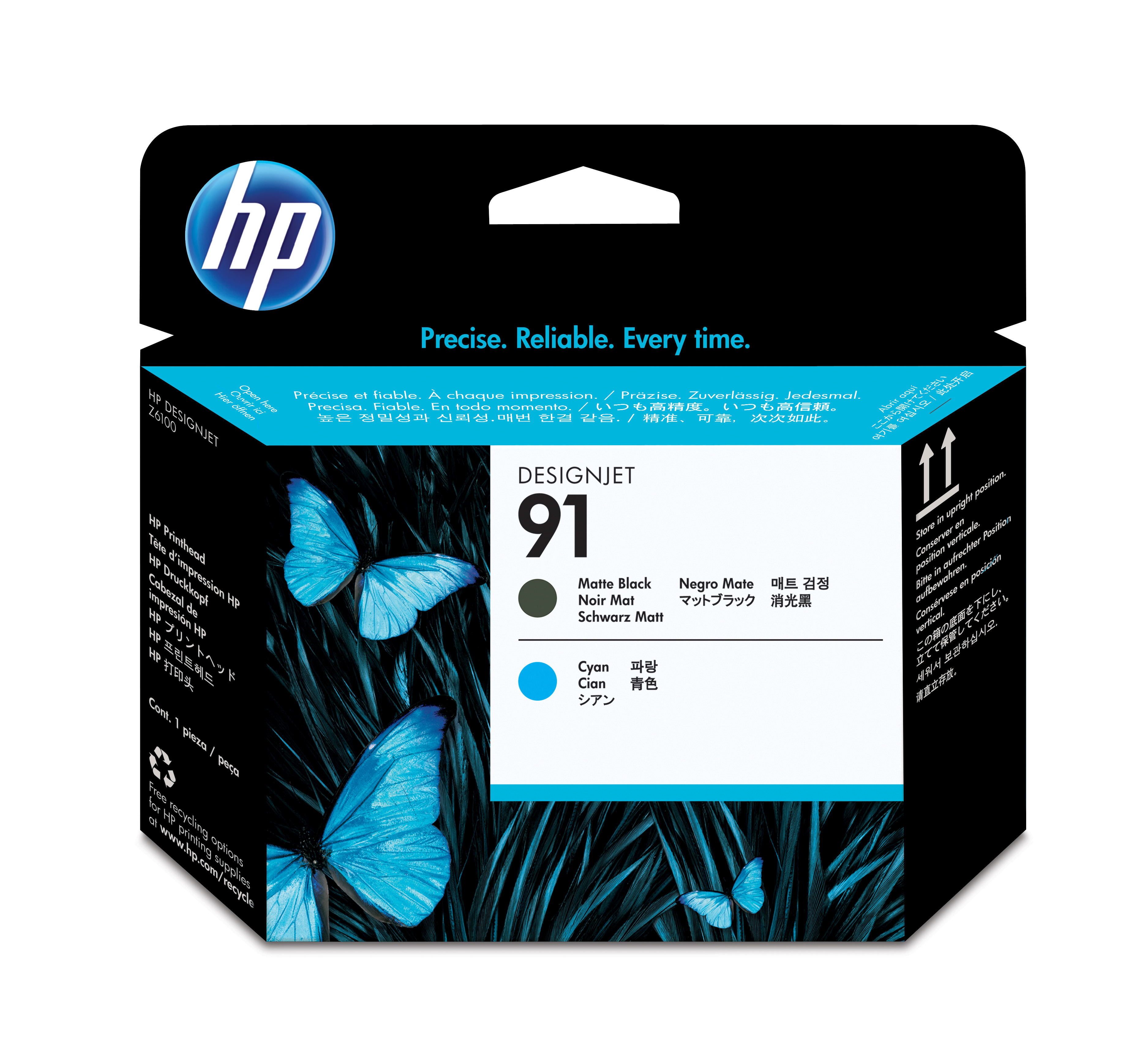HP Tintendruckkopf schwarz matt/cyan (C9460A, 91)