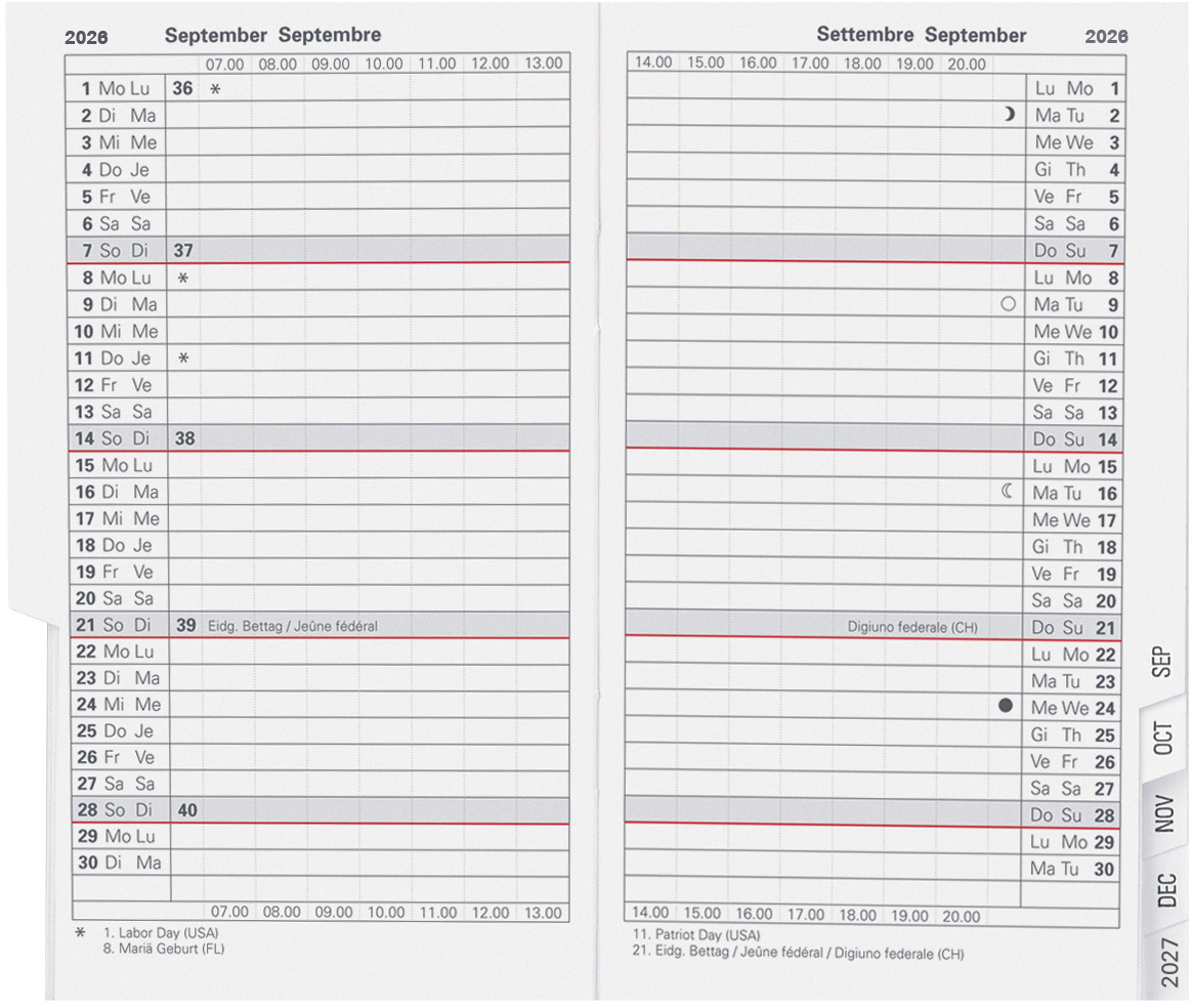 BIELLA Planer Paris 2026 853411000026U 1M/2S Ersatz ML 7.5x12.6cm
