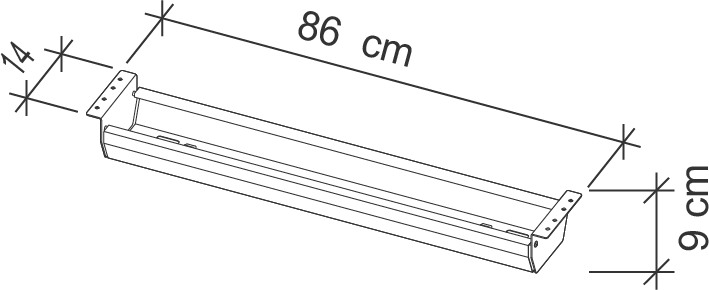 APOLLO Kabelwanne 86cm VKC12/G graphit, für 120cm Tische