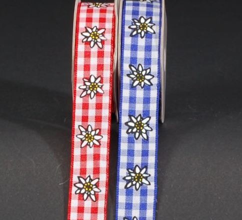 SPYK Band Cubino 15mm/3m 1324.1554 rot/weiss Karo Edelweiss