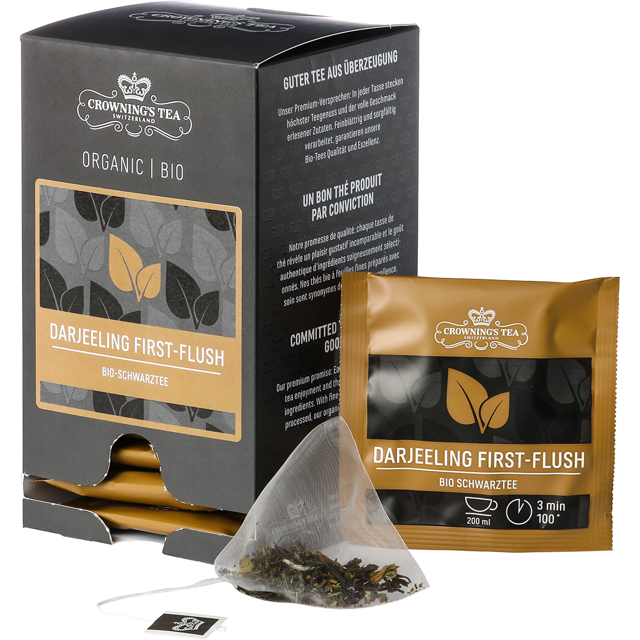 CROWNING'S Bio Darjeeling First-Flush 105545 Pyramide 2g, 15 Stk.