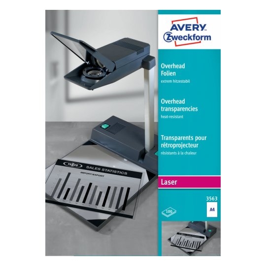 AVERY ZWECKFORM Overhead-Folie A4 3563 0.13mm Laser 100 Blatt