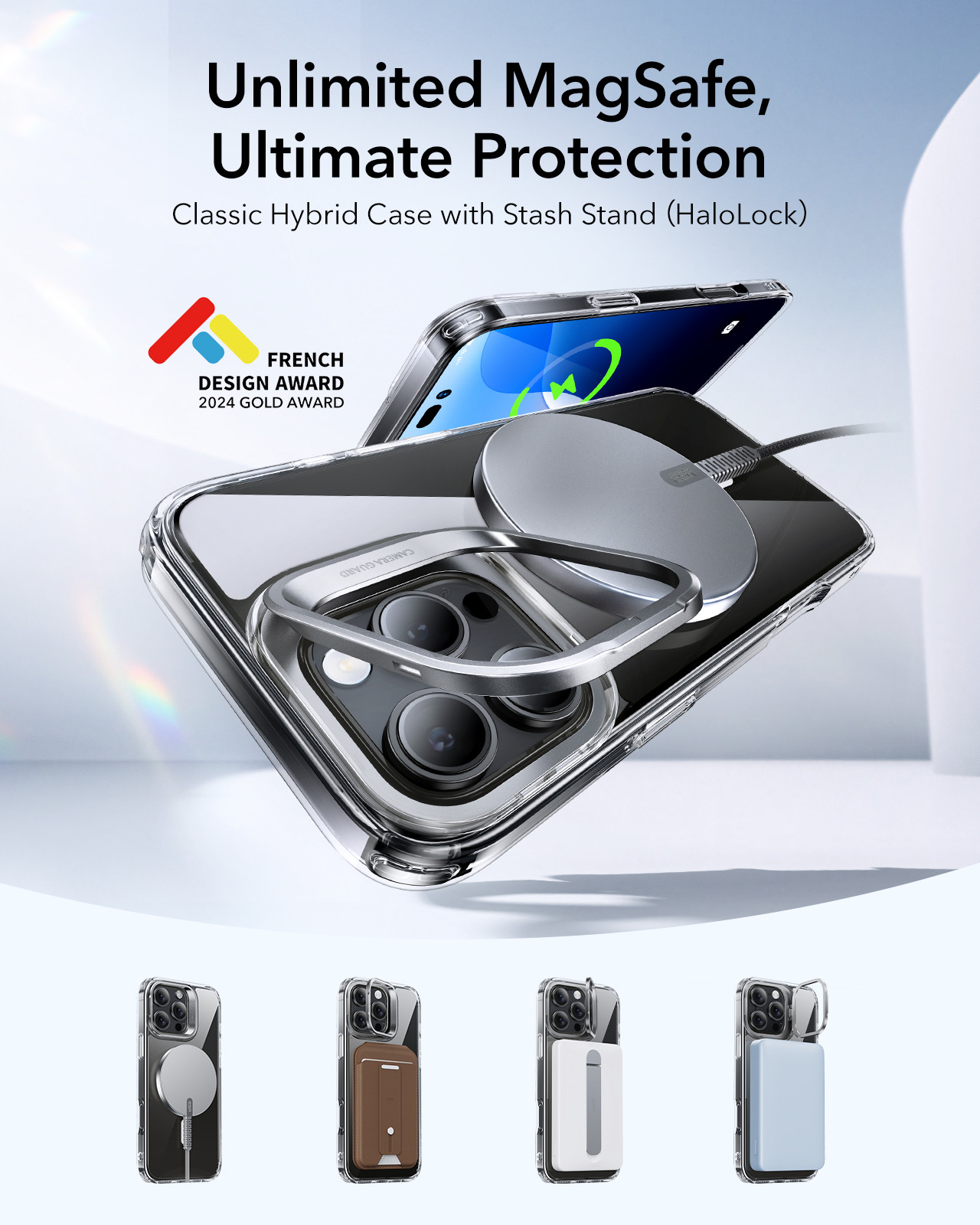 ESR Classic Hybrid Case MagSafe 1A75001 +Stand iPh 16 Pro Max Clear