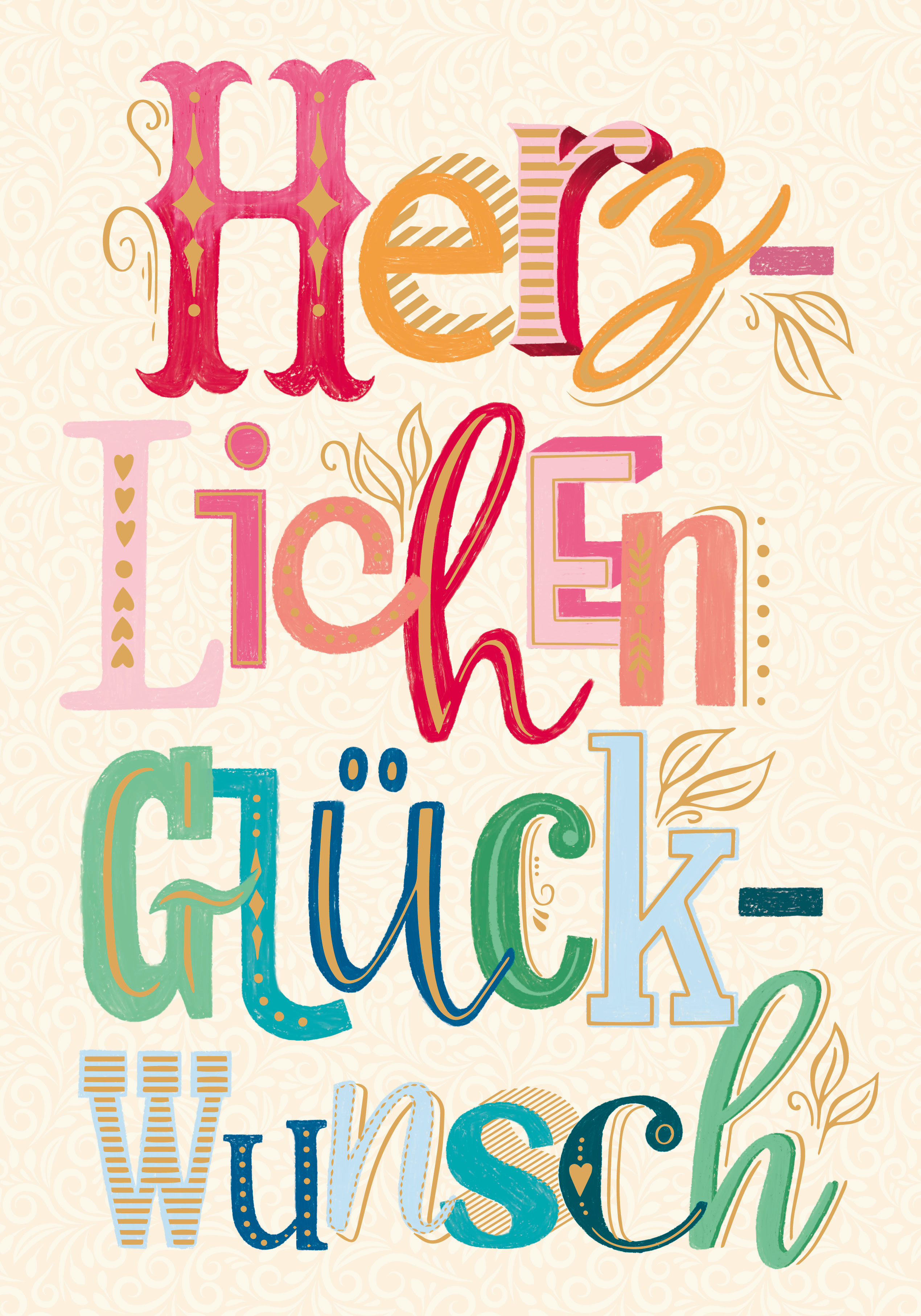 ABC Geburtstagskarte A4 54018 Herzlichen Glückwunsch