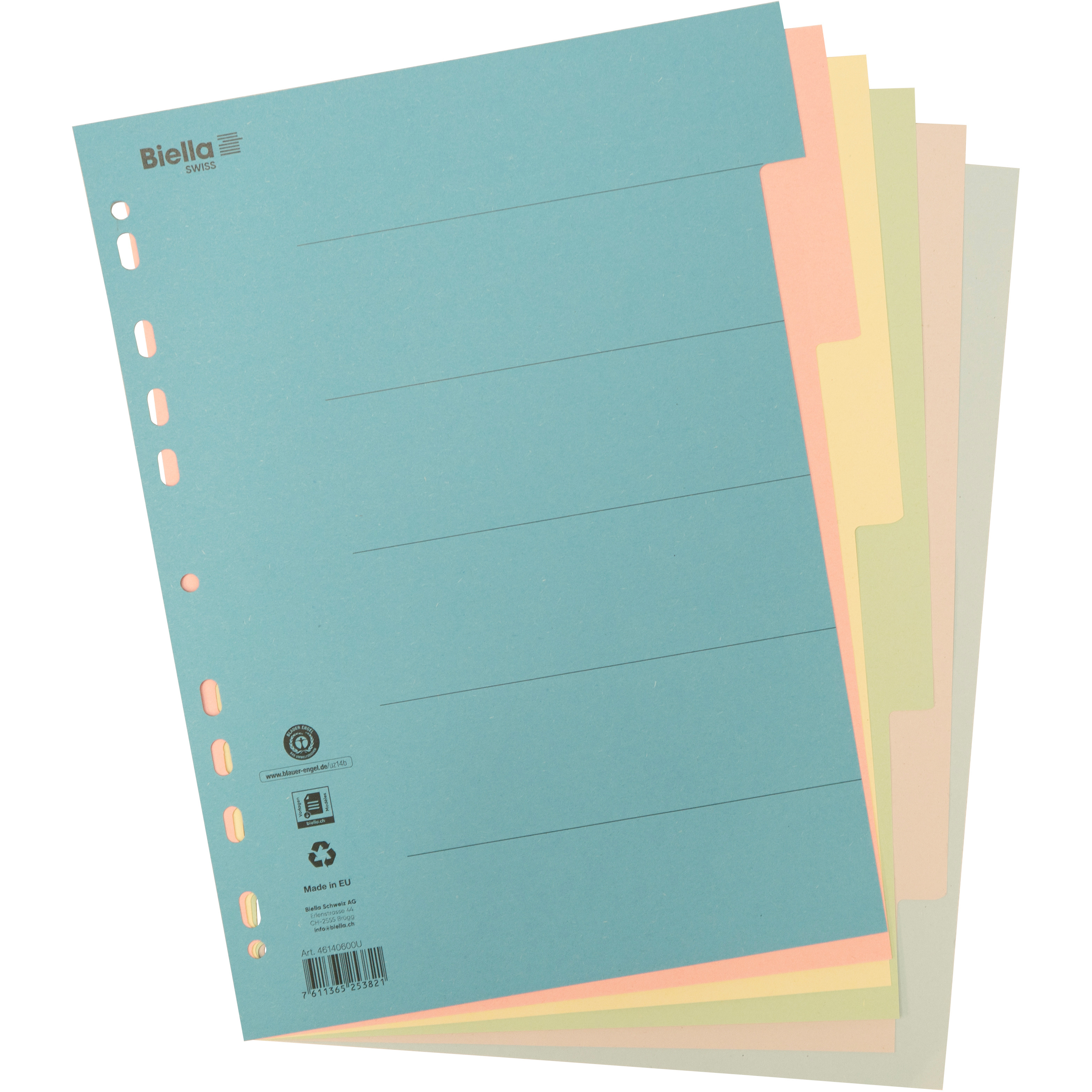 BIELLA Kartonregister A4 46140600U bunt 6-teilig