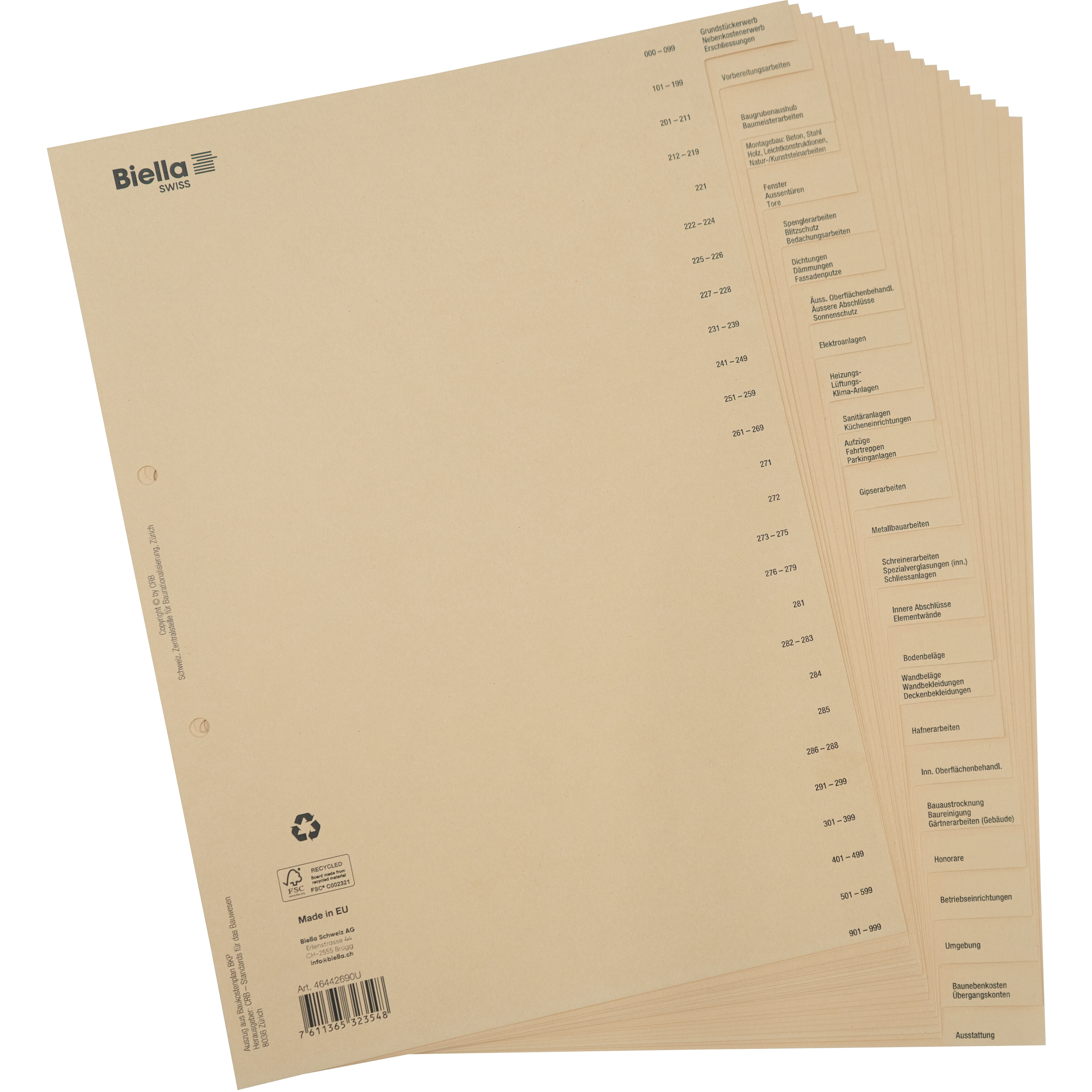 BIELLA Bauabrechnungsregister A4 46442690U braun DE 26-teilig