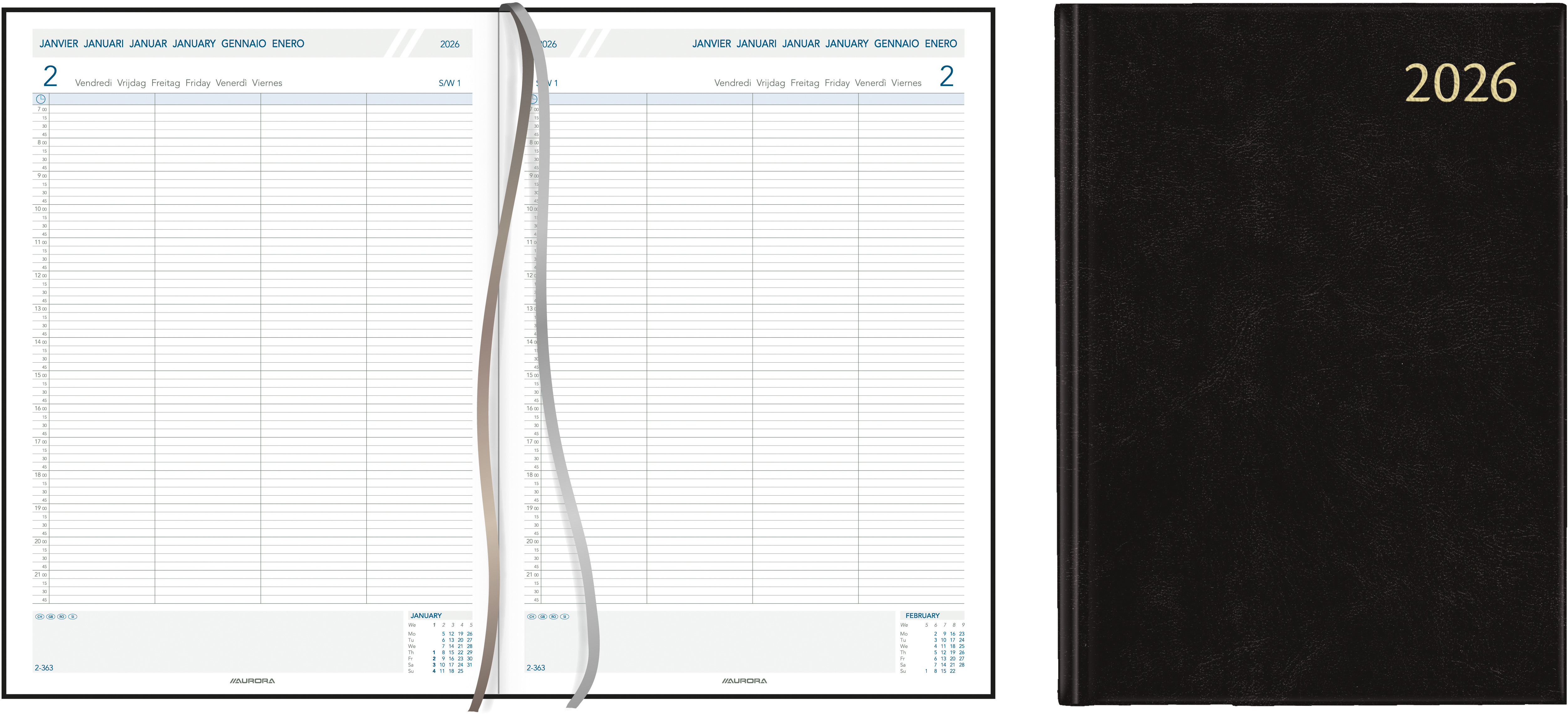 AURORA Agenda Florence Concerto 2026 4015Z 1T/2S schwarz ML 21.5x29.5cm