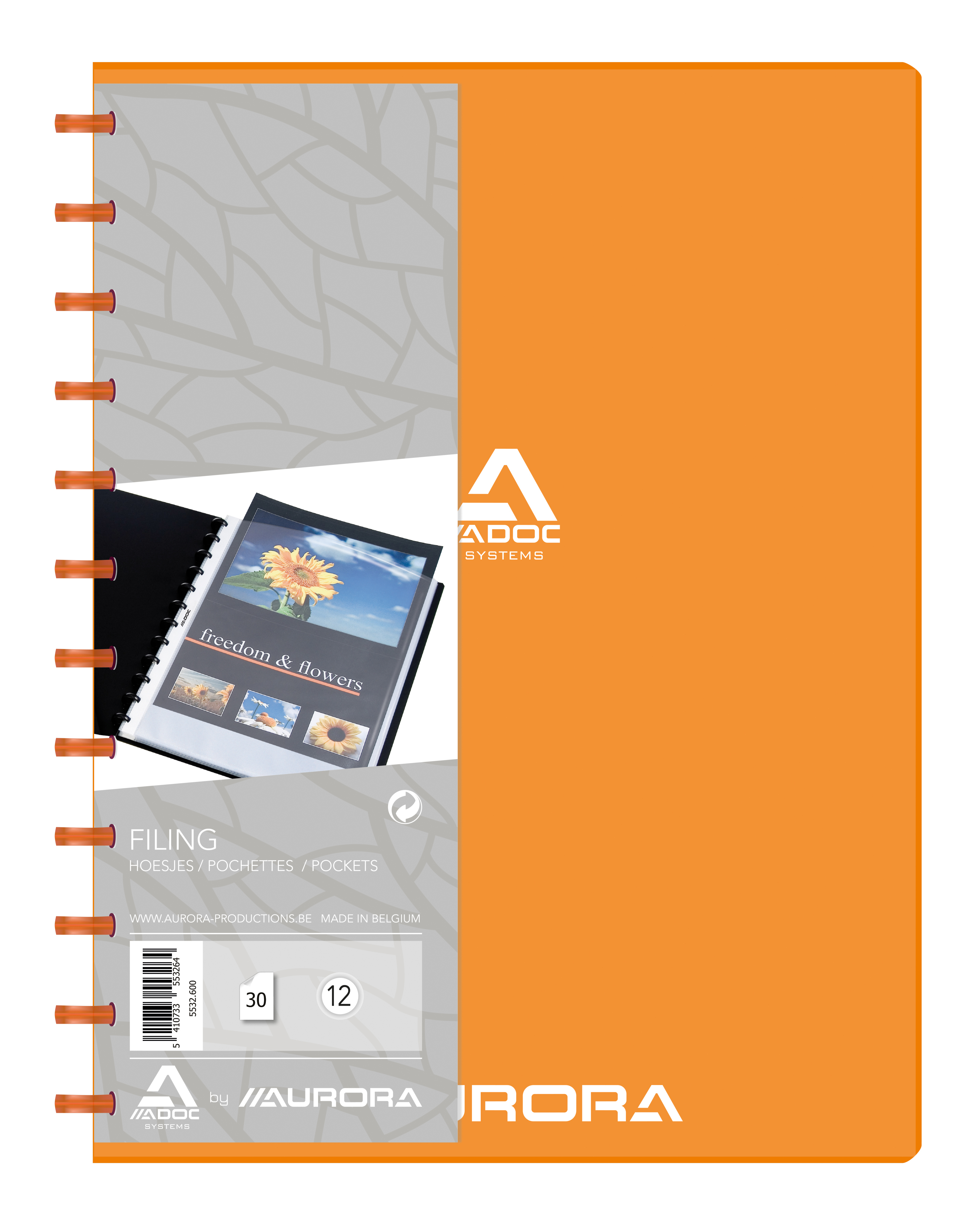 ADOC Sichtbuch PP transparent A4 5532.600 orange 30 Taschen
