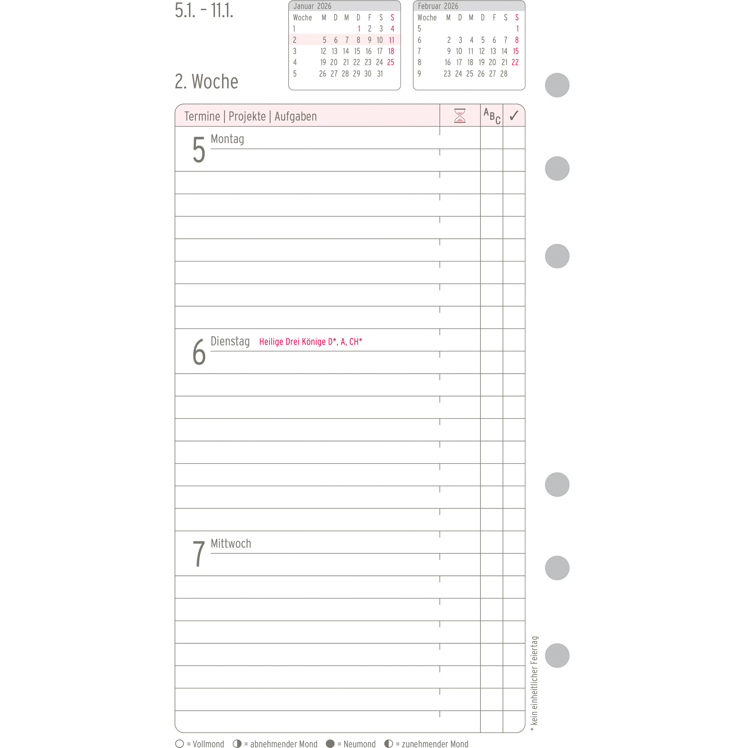 CHRONOPLAN Ersatz Wochenplan 2026 50256Z.26 1W/2S in Zeilen Midi