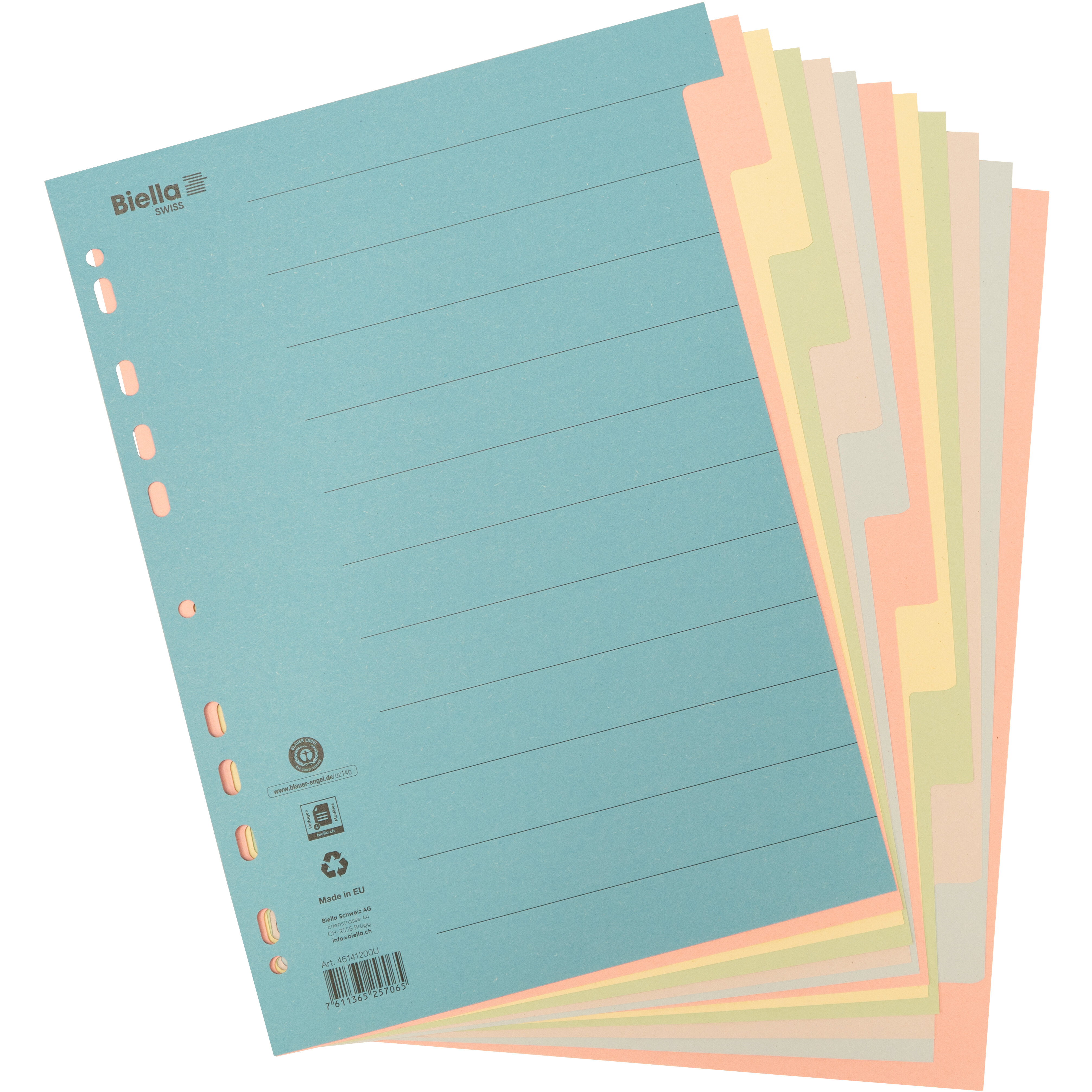 BIELLA Kartonregister A4 46141200U bunt 12-teilig