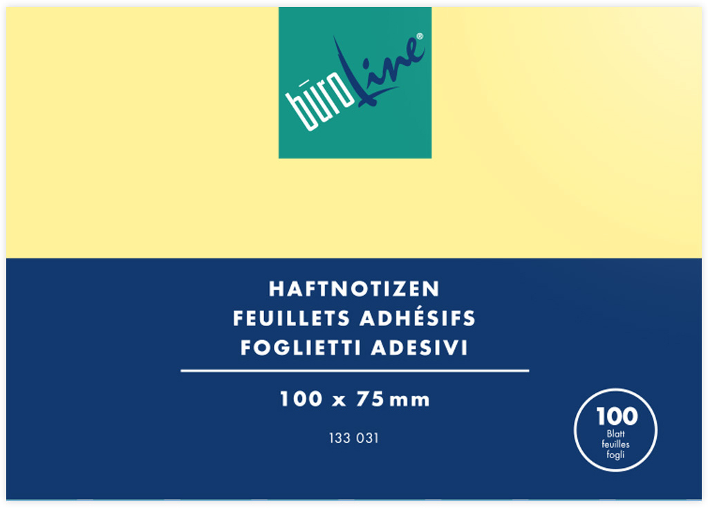 BÜROLINE Haftnotizen 100x75mm 133031 gelb 100 Blatt