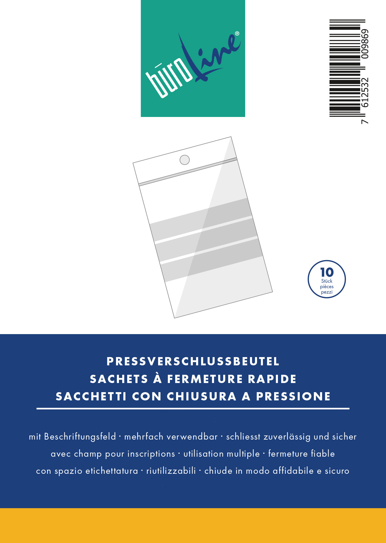 BÜROLINE Pressverschl. Beutel 115×155mm 422115 transp. 10 Stck.