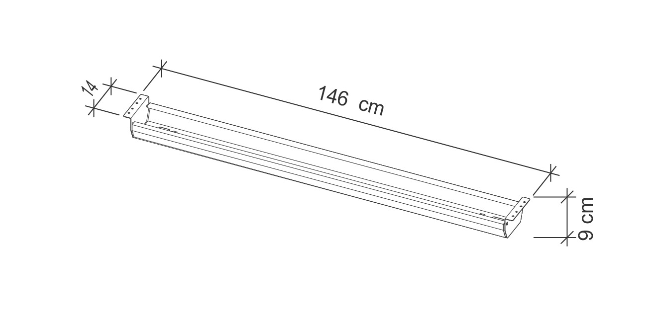 APOLLO Kabelwanne 146cm VCK18/G graphit, für 180-200cm Tisch