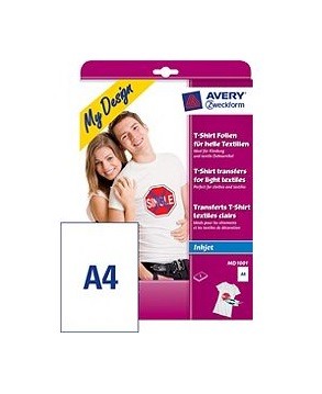 AVERY ZWECKFORM Textilfolie Iron-on A4 MD1001 Inkjet helle Textilien 5 Stk.