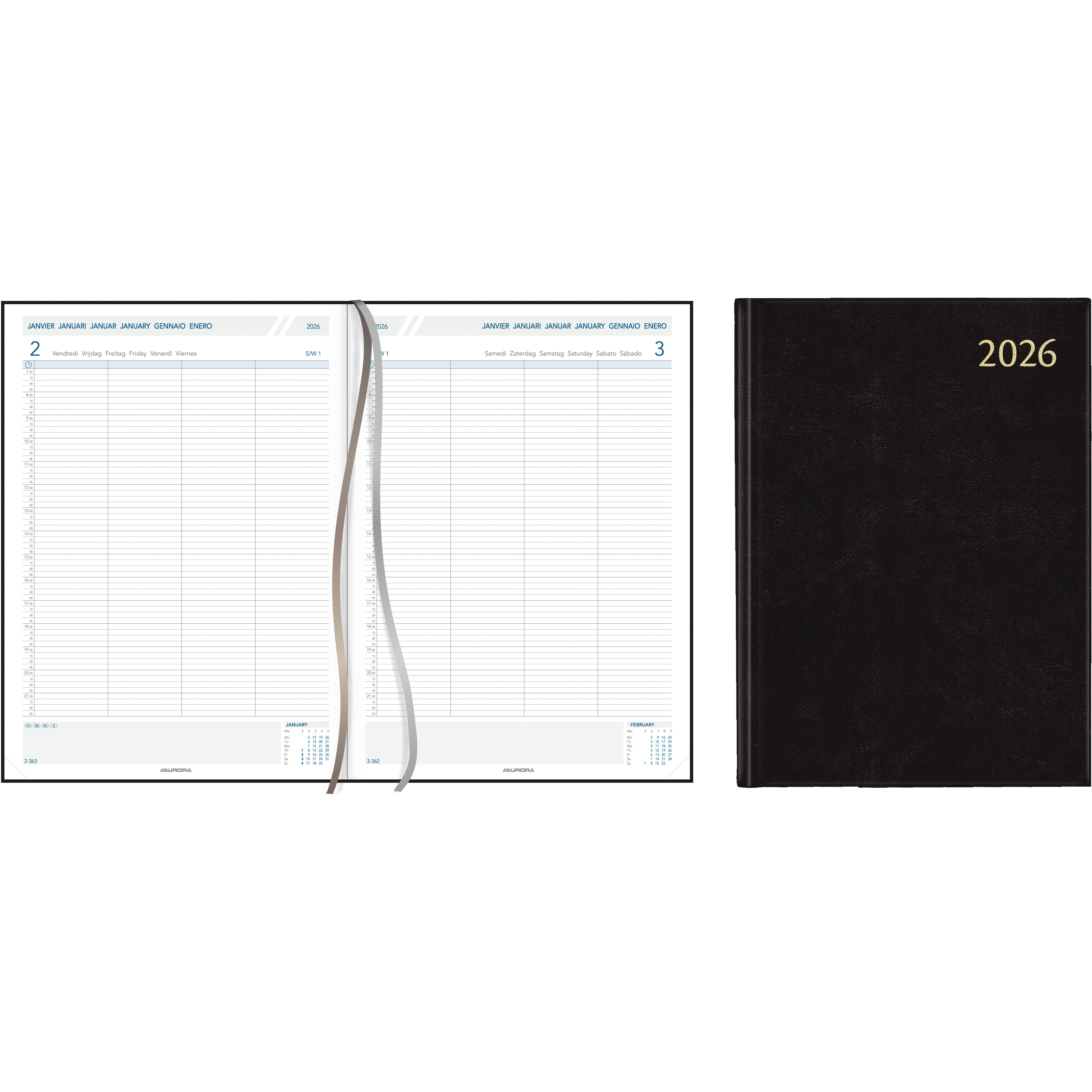 AURORA Agenda Florence Maestro 2026 4115Z 1T/1S schwarz ML 21.5x29.5cm