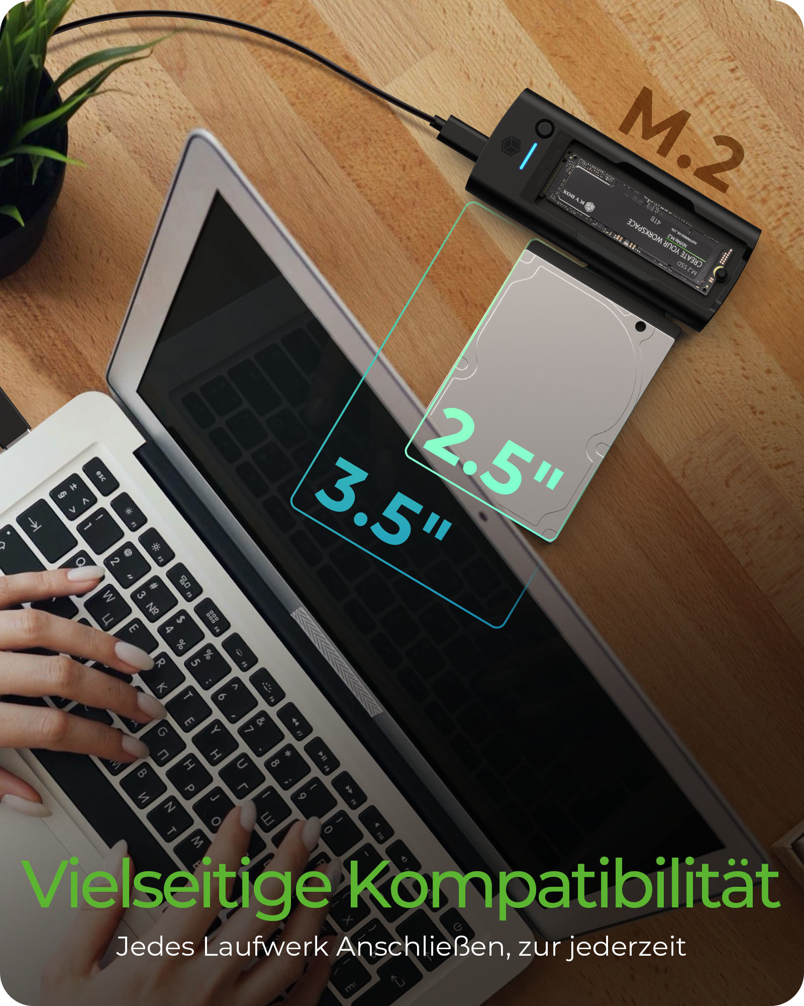 ICY BOX DockingStation M.2 IB-180MS-C31 NVMe SSD & SATA Drive, USB-C