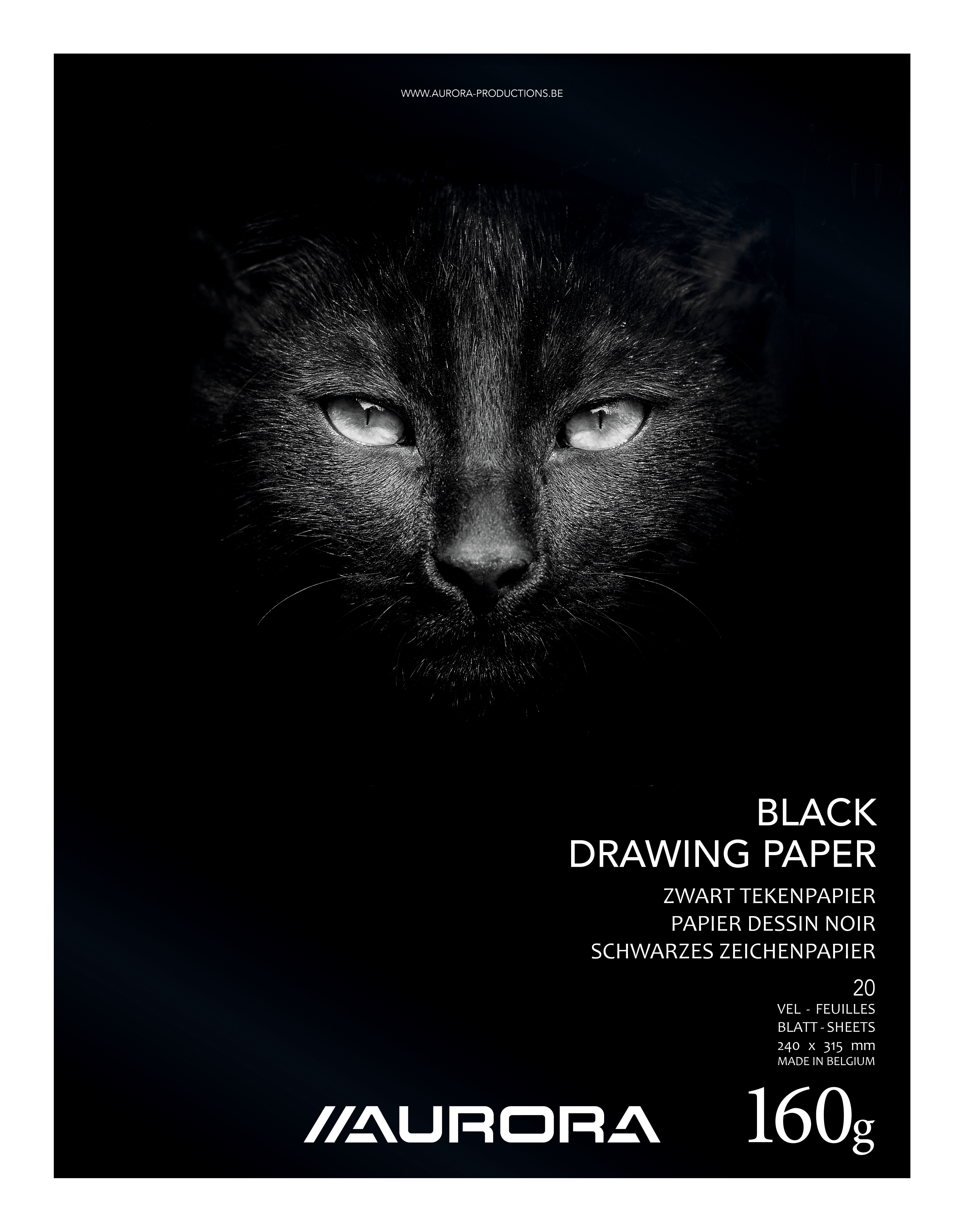 AURORA Zeichenblock 24X31,5cm BL33 schwarz, 160g 20 Blatt