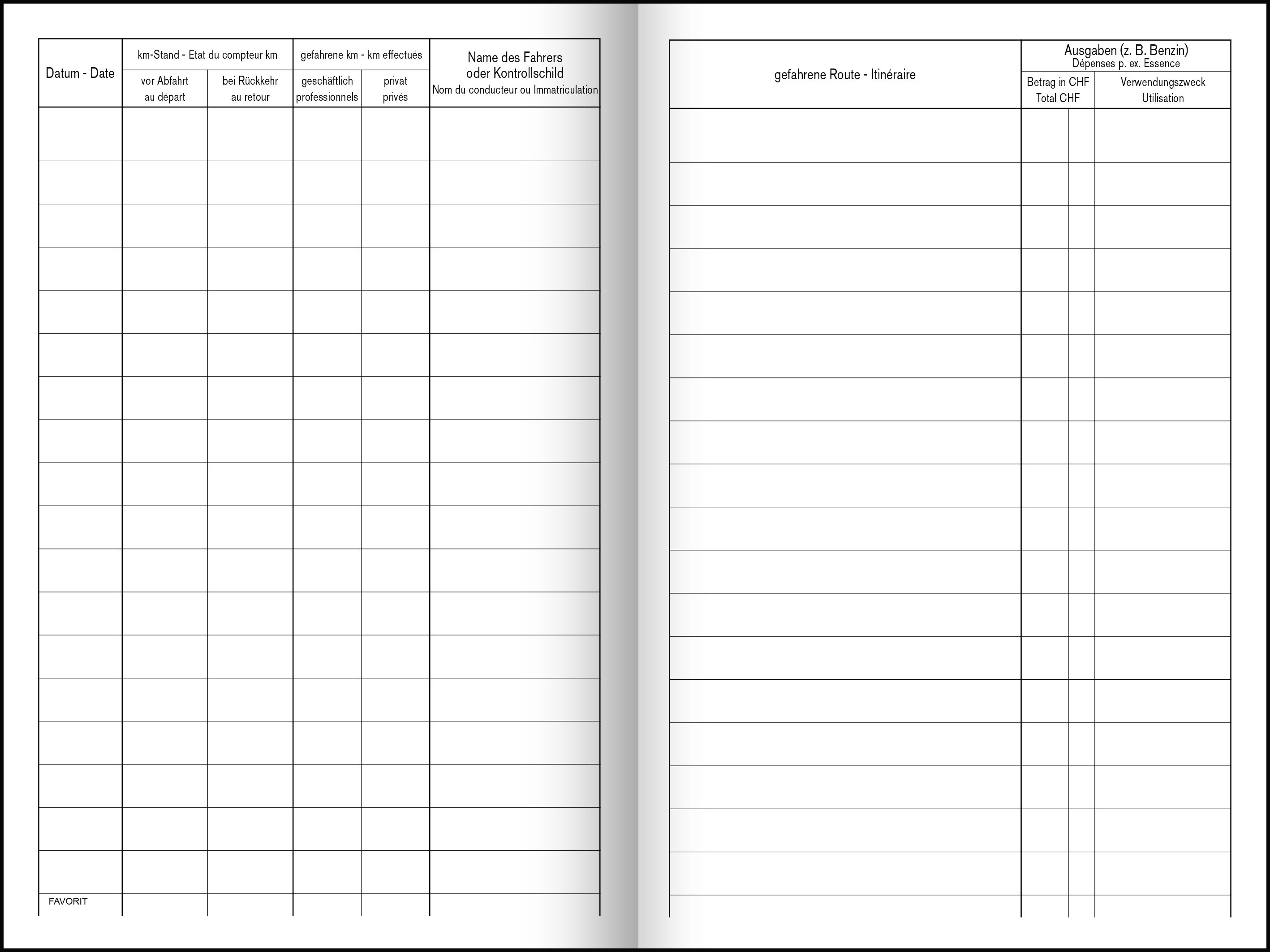 FAVORIT Autobetriebskontrolle D/F 5206 12,0×18,0cm 16 Blatt