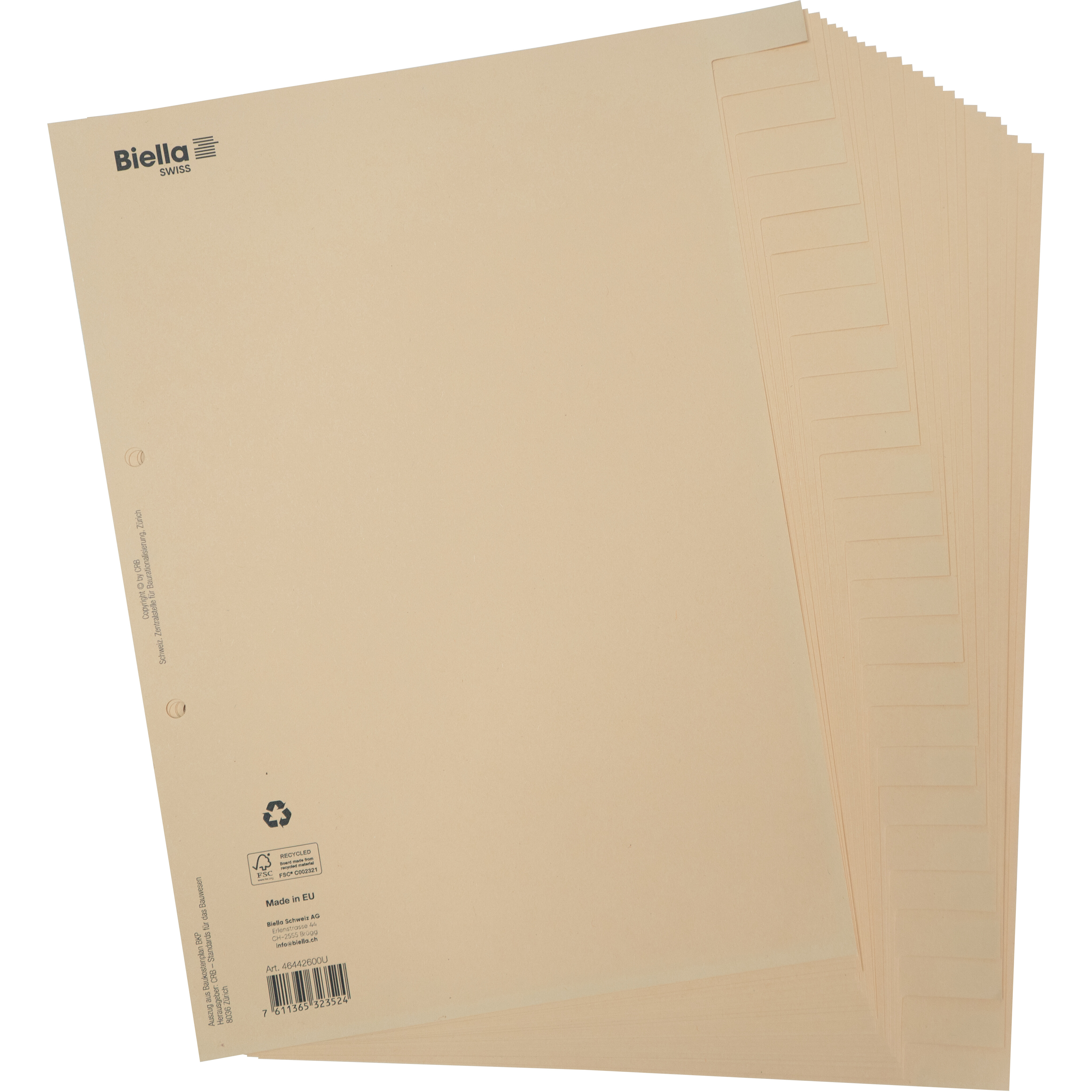 BIELLA Bauabrechnungsregister A4 46442600U braun blanko 26-teilig