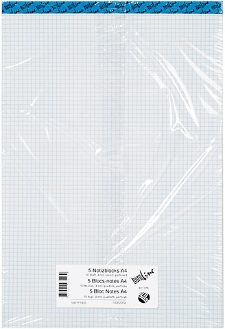 BÜROLINE Büroblock weiss -Aktion- A4 725263 kariert,70g,4mm 4+1 mit Fehler