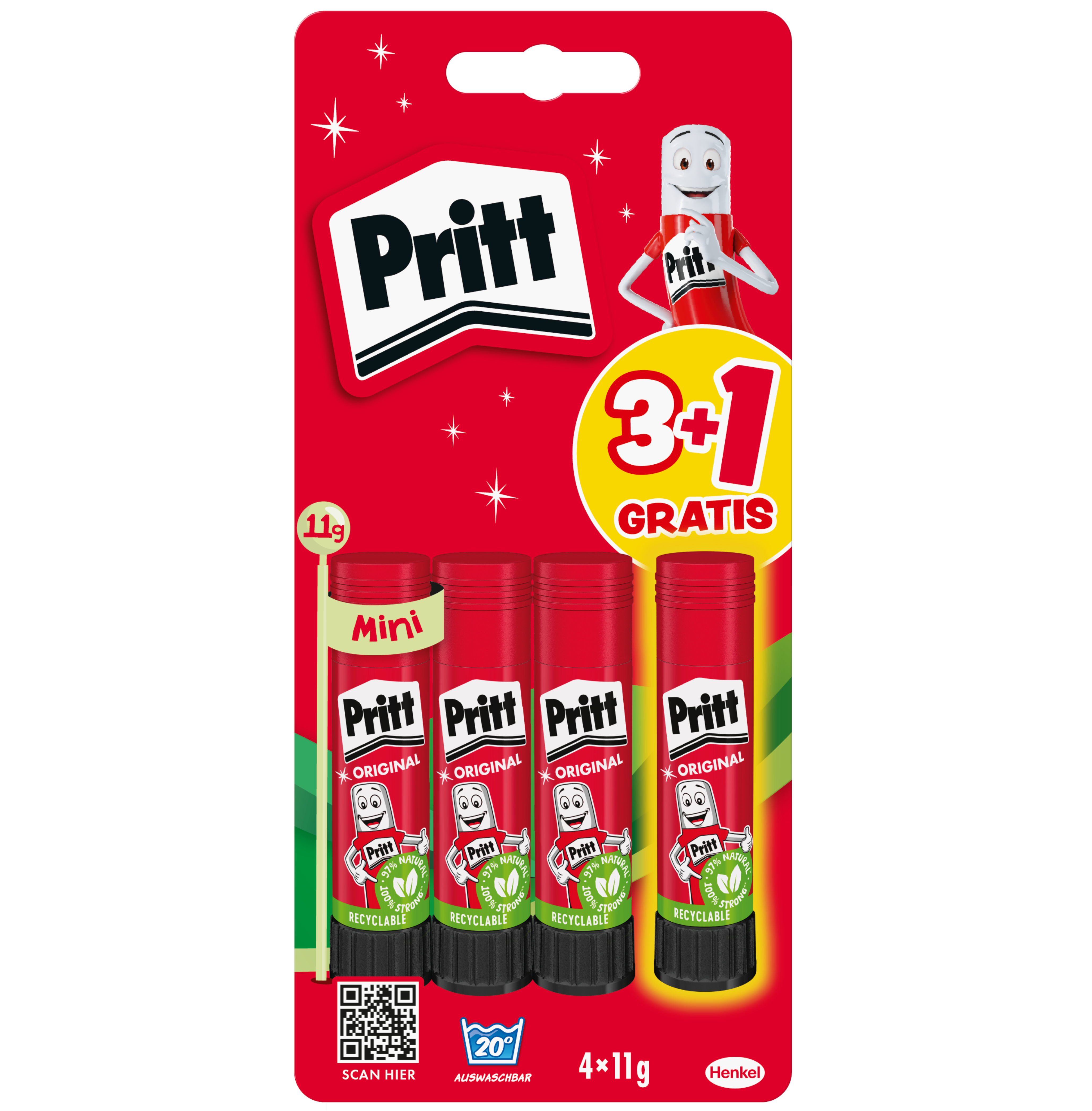 PRITT Klebestift 11g 900322 4 Stück