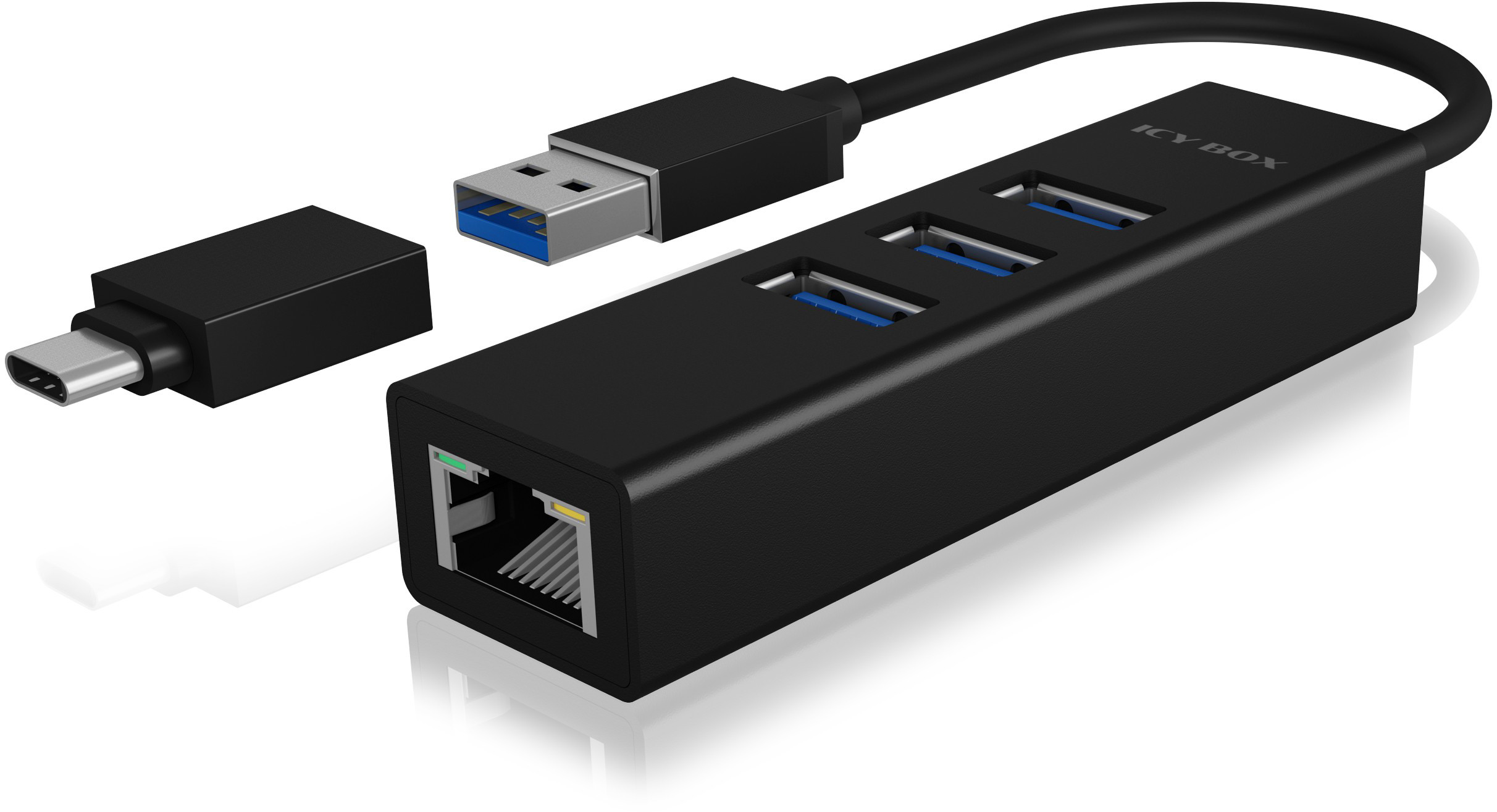 ICY BOX USB Hub & Gigabit Eth. LAN IB-HUB1419-LAN 3x USB-A