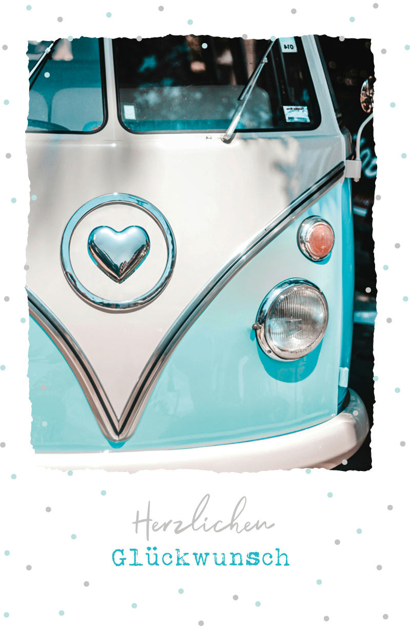 ABC Geburtstagskarte B6 52264 Bus mit Herz