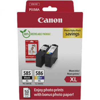 Canon Tintenpatrone + Papier farbig, schwarz HC (6204C005, CL-586XL, PG-585XL)