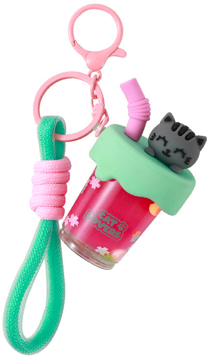 I-TOTAL Schlüsselanhänger Bubble Tea XL3079 Grey Cat