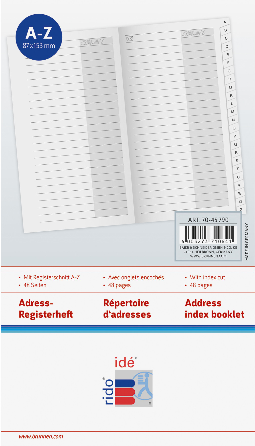 RIDOIDE M-Planer Adressregister 7045790.26 48 Seiten 8.7x15.3cm