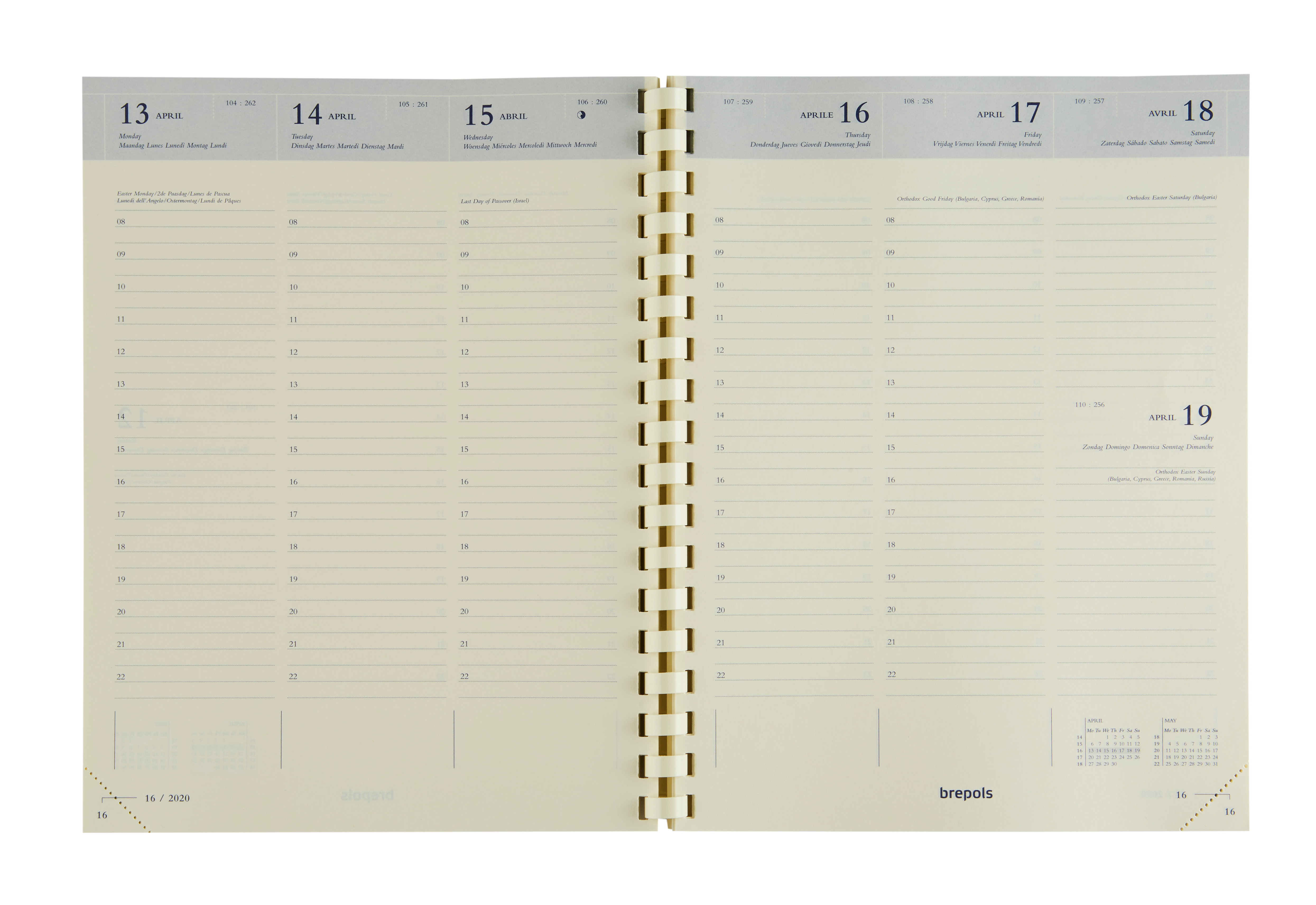 BREPOLS Agenda Timing 2026 0.136.9900 1W/2S Ersatz chamois 16.8x22cm