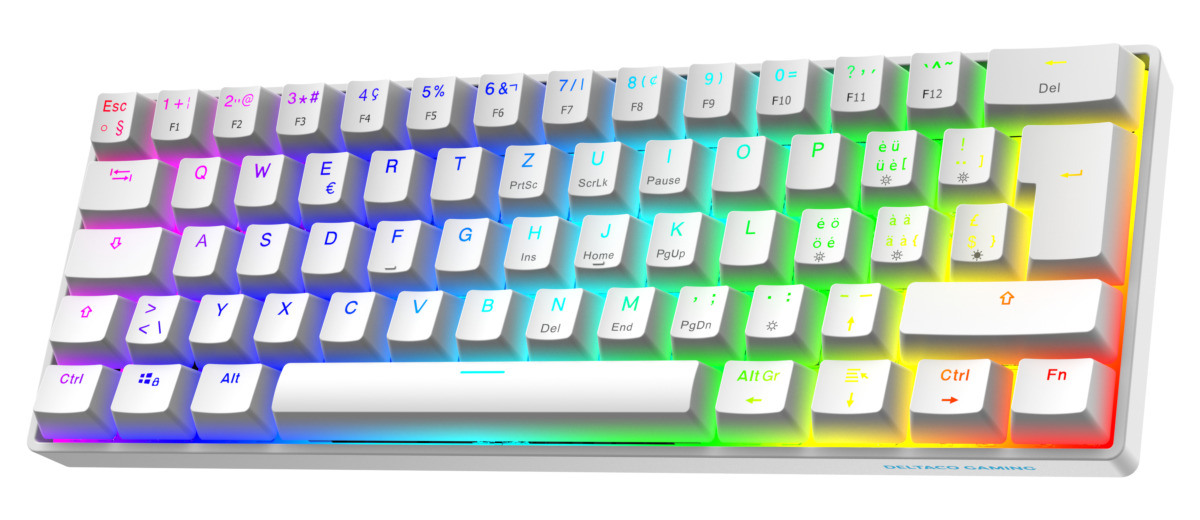 DELTACO Mechanical Keyboard DK470 GAM-175-W-CH Hot-Swap,KTT Switches,White