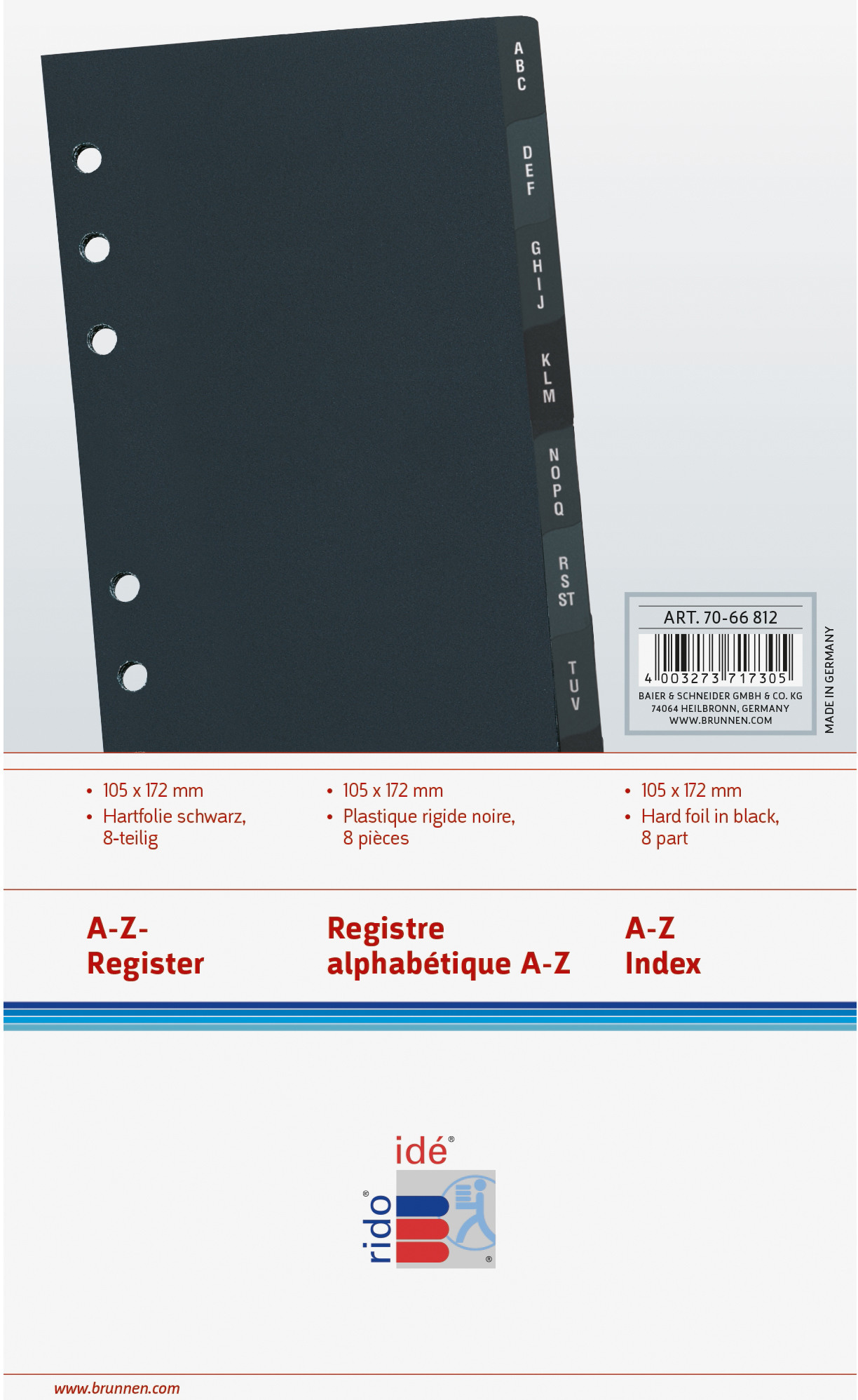 RIDOIDE Timing 2 Adress/Tel.Reg. 7066812.26 A-Z 8-teilig 11.4x17.5cm
