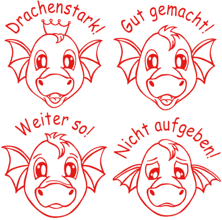 TIMETEX Set Dauer-Stempel 62016 Drachen-Gesichter 4 Stück