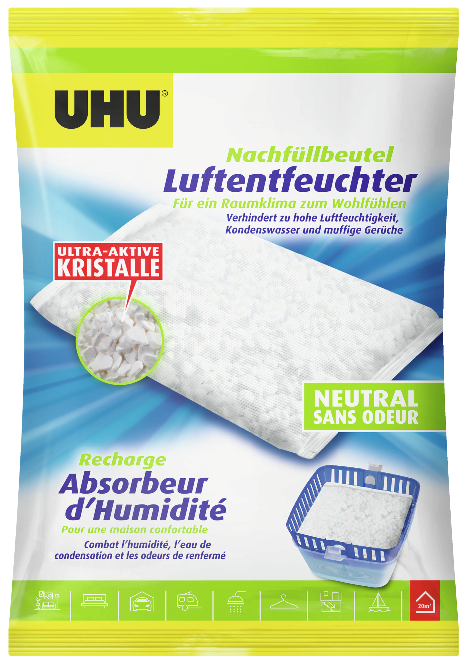 UHU Luftentfeuchter Original 504228 Granulat Nachfüllpackung 450g